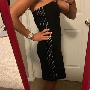 Strapless LBD with Zebra Pattern Sides